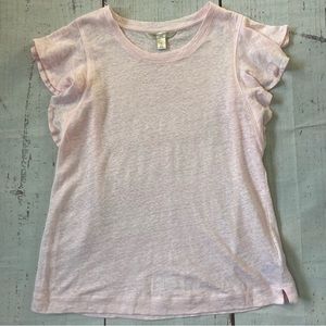 Banana Republic M Medium Light Pink Short Flutter Sleeve Shirt Top 100% Linen